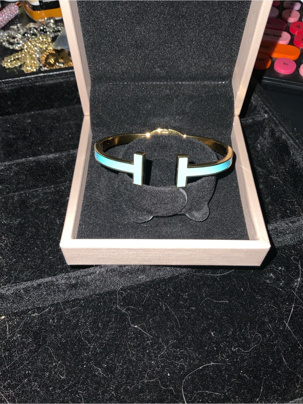 Gold-Tone Mint Enamel Cuff Bracelet